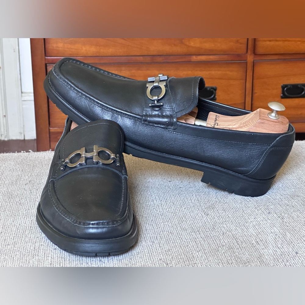 Salvatore Ferragamo David Horsebit Men’s Black Leather Dress Loafers Size 13 D - Picture 5 of 14